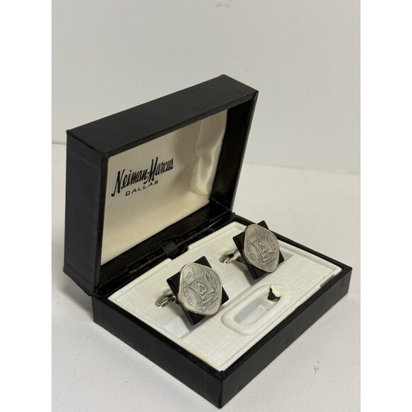 Pakistan 5 Paisa 1962 Cufflinks Nieman Marcus Dallas By Shields Original Box - Picture 10 of 11
